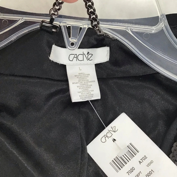 Cache Women’s Cropped Sequined Jacket Stretch Party Holiday NWT Size Large - Picture 10 of 11